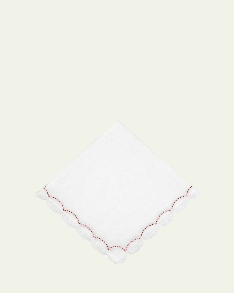 Red Petal Embroidered Napkin